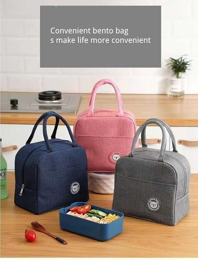 RF REDFOXX Insulated Lunch Bag for Women & Men – Reusable Lunch Box Tote with Zipper Closure for Office, School & Picnic – 1 Pc (Color May Vary)