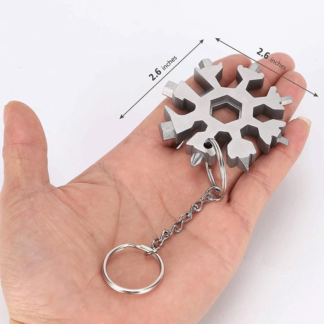 RF REDFOXX All in 1 Multi-Tool, High-Carbon Steel Spanner, Portable Hex Wrench, Keychain Screwdriver, Bottle Opener, Outdoor Wrench Hand Tool (Silver).