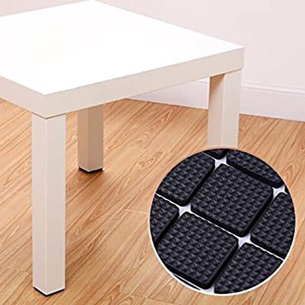 RF REDFOXX 18Pc Self Adhesive Black Square Soft EVA Like Rubber Furniture Protection Non Slip Anti Skid Scratch Proof Buffer Bumper Floor Noise Insulation Bush Leg Pads Guards