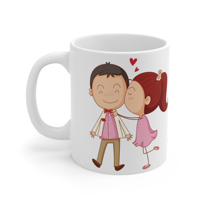 RF REDFOXX Romantic Couple Coffee Mugs, I Love You Design, White Ceramic, 350 ml, Pack of 1