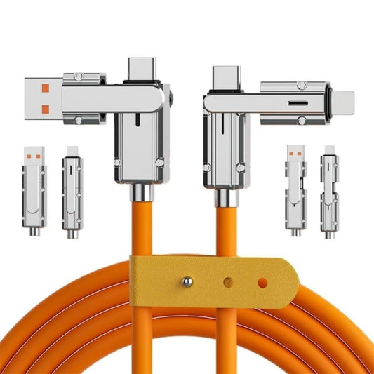 RF REDFOXX 4 in 1 Data Cable | Fast Charging Portable Cord for Travel/Outdoor | With USB Type-C & USB Port | Retractable USB Cable for Fast Charging (Pack of 1, Multicolor).