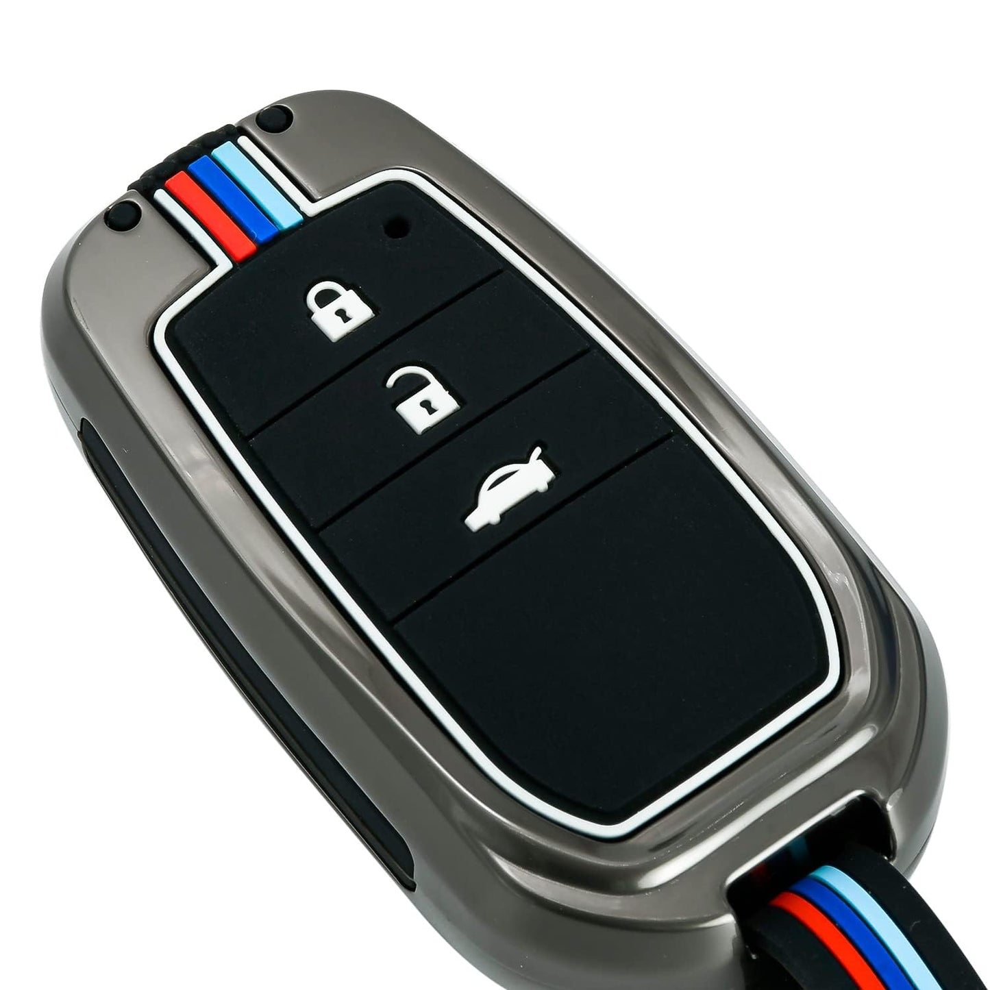 Keychain Metal Shell & Soft Silicone Full Protection Key Case Holder Compatible with Toyota Fortuner, Fortuner Legender, Innova Hycross 3 Button Smart Key
