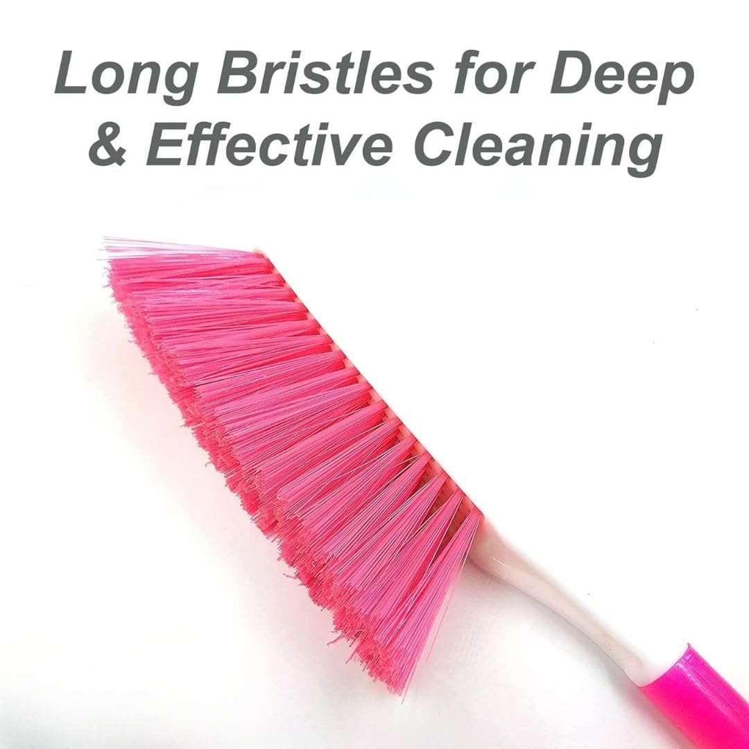Long Bristle Polypropylene Dust Cleaning Brush – Ideal for Carpet Cleaning, Car Seats, Beds, Sofas, Curtains, Mats, and Household Upholstery Cleaning – Multicolour (Pack of 1).