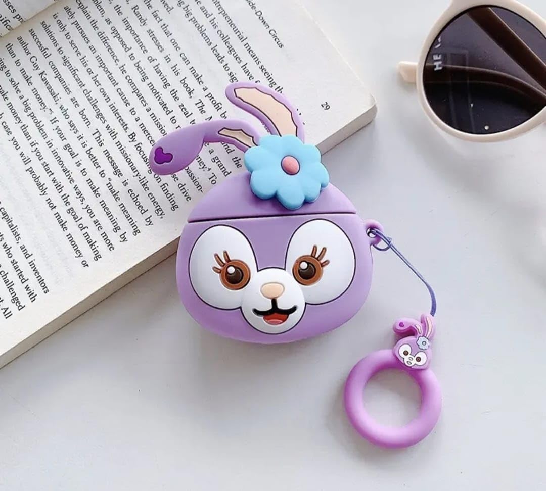 RedFoxx Soft Silicone New 3D Cartoon Design Cute Anime Shockproof CAT Cover Case with Free Keychain Compatible with Apple AIRPODS PRO (NOT for Any Other AIRPODS) (AIRPOD Cover PRO, (Cute Purple)