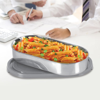 Spare Oval Tiffin Lid 650–675ml | Leak-Resistant Spare Cover Compatible with Milton Steel Refresh Lunch Box | Tight Fit Replacement Container Lid (Beige)
