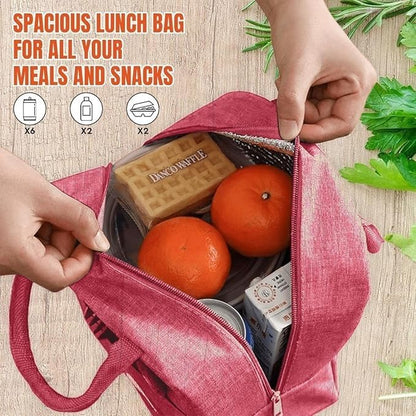 RF REDFOXX Insulated Lunch Bag for Women & Men – Reusable Lunch Box Tote with Zipper Closure for Office, School & Picnic – 1 Pc (Color May Vary)