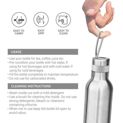 Spare Lid Compatible with Milton New Smarty Thermosteel Water Bottle | Fits 600ml, 730ml & 900ml Bottles | Leak-Proof Replacement Lid | Vacuum Insulated Bottle Cap | ISI Certified | White (Only Lid)