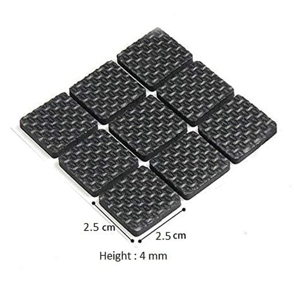 RF REDFOXX 18Pc Self Adhesive Black Square Soft EVA Like Rubber Furniture Protection Non Slip Anti Skid Scratch Proof Buffer Bumper Floor Noise Insulation Bush Leg Pads Guards