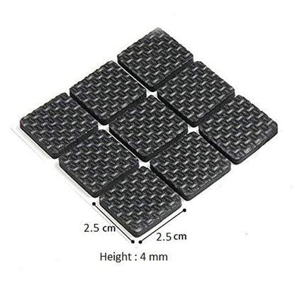 RF REDFOXX 18Pc Self Adhesive Black Square Soft EVA Like Rubber Furniture Protection Non Slip Anti Skid Scratch Proof Buffer Bumper Floor Noise Insulation Bush Leg Pads Guards