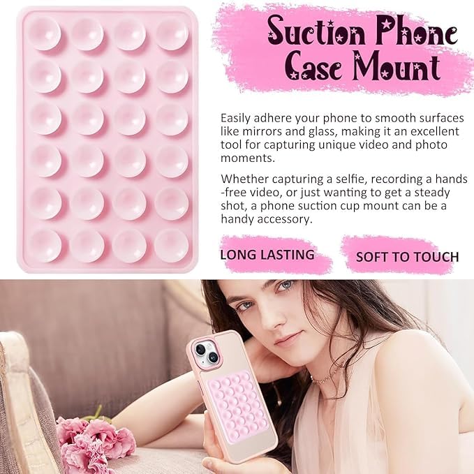 RF REDFOXX Suction Phone Case (Pack of 3, Multicolour) – Anti-Slip Silicone Back Cover, Multipurpose Hands-Free Sticky Pads for Selfies, Videos, Mirror, Shower, Car Dashboard & Windshield Mount.
