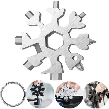 RF REDFOXX All in 1 Multi-Tool, High-Carbon Steel Spanner, Portable Hex Wrench, Keychain Screwdriver, Bottle Opener, Outdoor Wrench Hand Tool (Silver).
