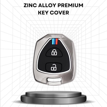 Premium Metal Car Key Case Cover Compatible with Toyota Old Innova, Fortuner, Corolla & Camry | 2 Button Smart Key Cover | Full Metal Protection with Low-Light Visibility Feature | Black (Pack of 1)