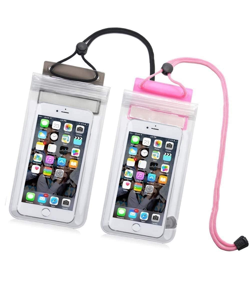 RF REDFOXX HD PVC 3 Layers Waterproof Sealed Mobile Pouch Cover for Protection in Rain and Swimming Fits for Any Android and iPhone (Transparent, Universal Size)