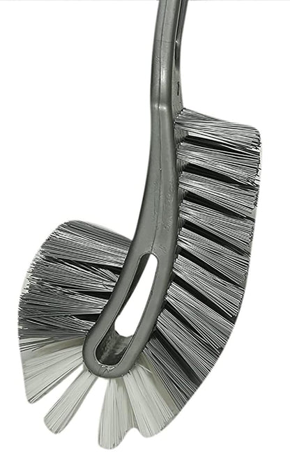 Plastic Double Sided Flexible Toilet Brush in Hockey Design for Western and Indian Toilet Cleaning, Grey Colour, Large, Pack of 2