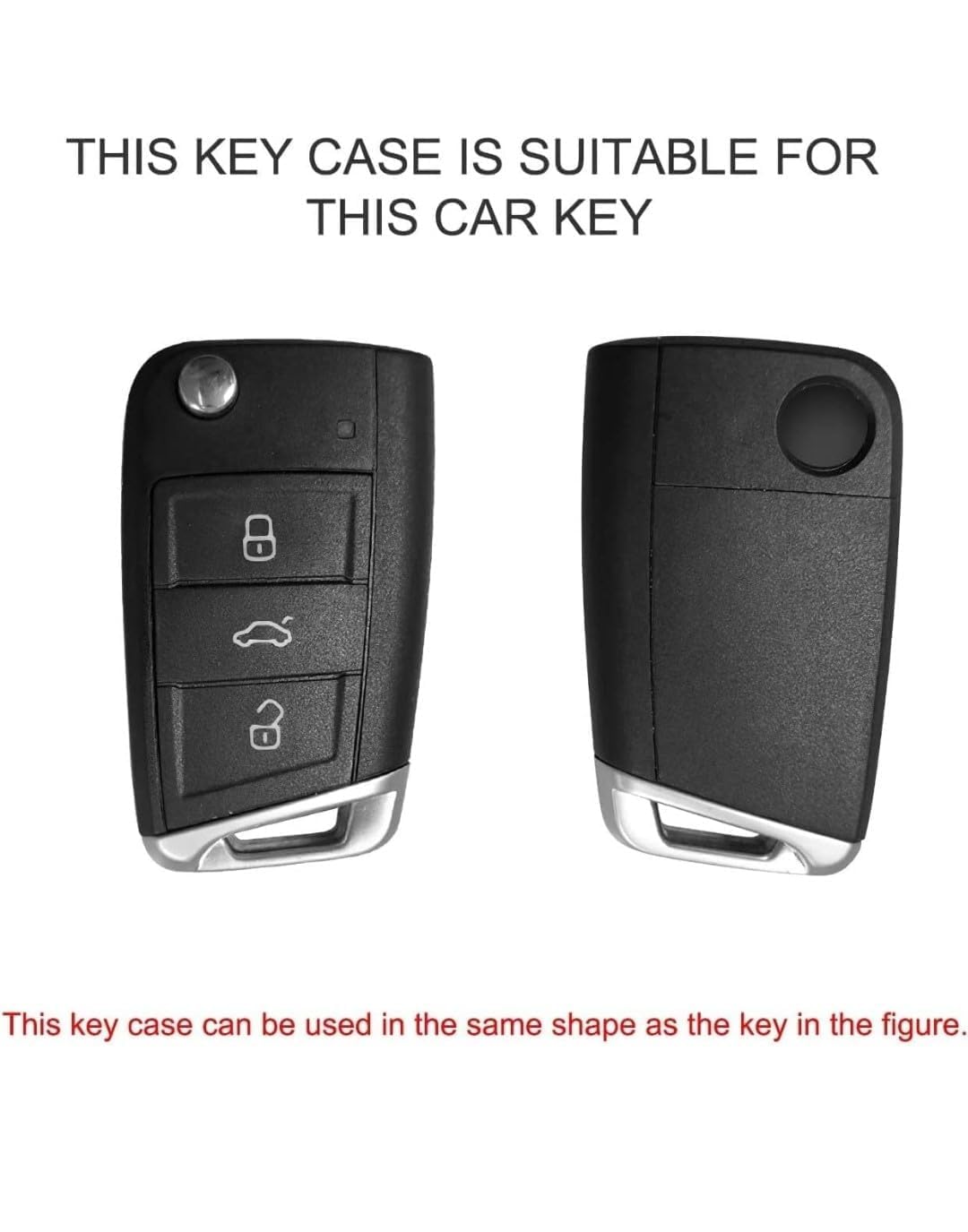 RF REDFOXX Leather Key Cover Compatible for Kushaq, Octavia, Kodiaq, Superb, Slavia, Passat 3B Flip Key (Silver) with Key Ring