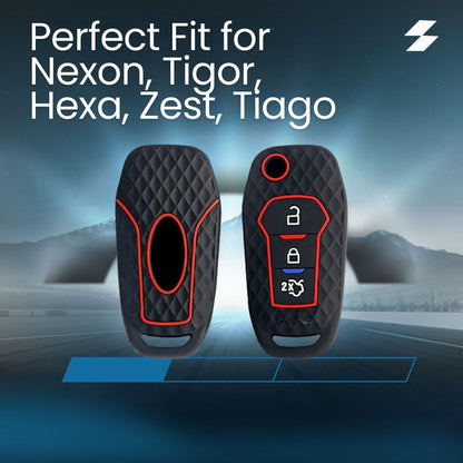 Premium Silicone Car Key Cover ? Black, Fits for Boolt, Nxon, Tgor, Hexaa, Zet, Tiaago ? Durable Protection and Stylish Design (Pack of 1).