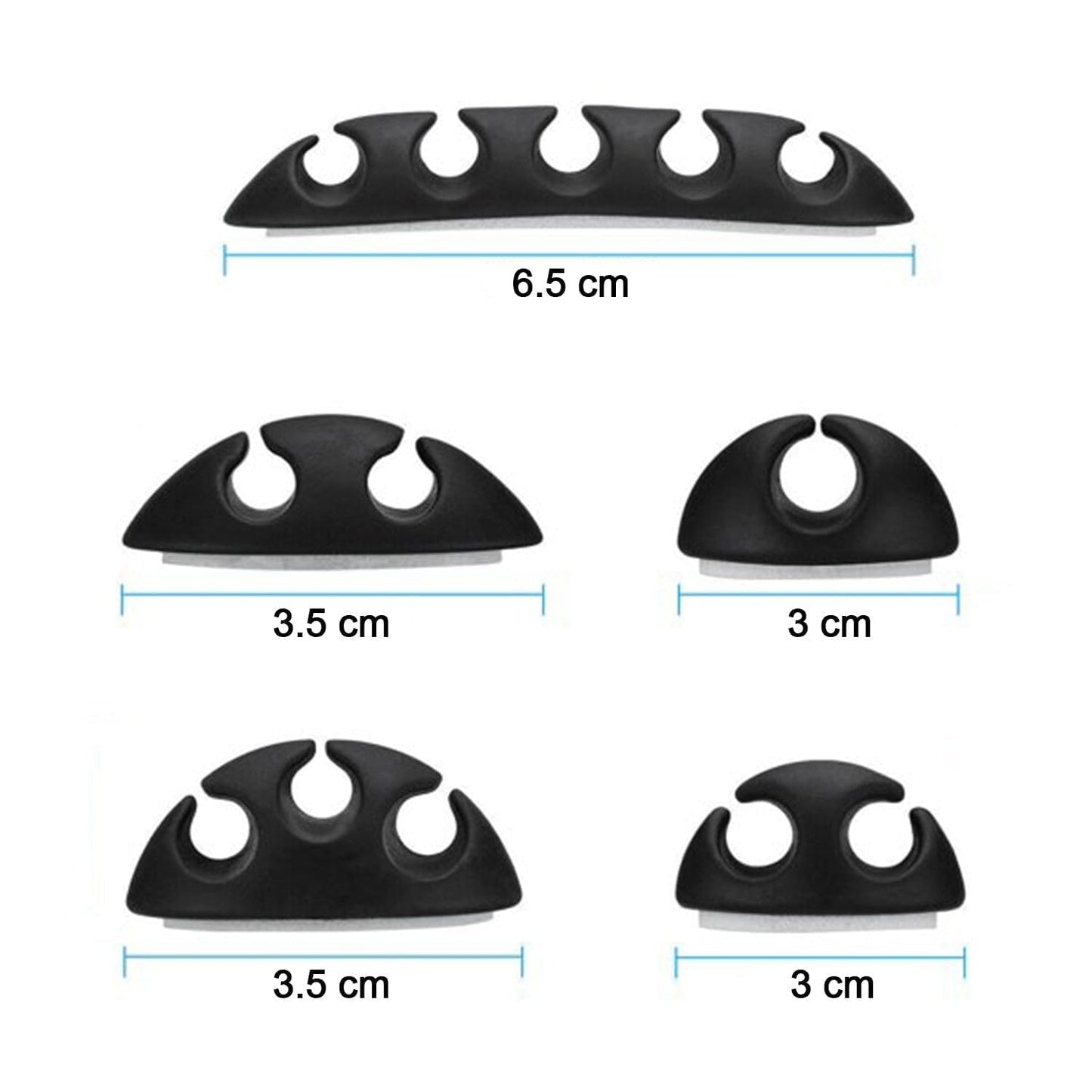 Silicone Cable Organiser Holder Clips, Self-Adhesive Wire and Cord Manager, Black, for Desk, TV, PC, Car, Home and Office