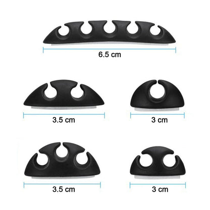 Silicone Cable Organiser Holder Clips, Self-Adhesive Wire and Cord Manager, Black, for Desk, TV, PC, Car, Home and Office