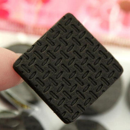 RF REDFOXX 18Pc Self Adhesive Black Square Soft EVA Like Rubber Furniture Protection Non Slip Anti Skid Scratch Proof Buffer Bumper Floor Noise Insulation Bush Leg Pads Guards