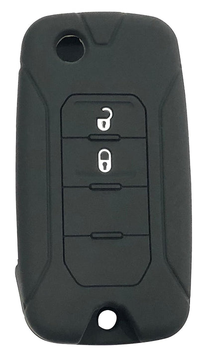 RF REDFOXX Silicone Key Cover Compatible for Compass,Trailhawk,Wrangler (Black)