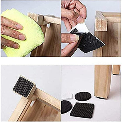 RF REDFOXX 18Pc Self Adhesive Black Square Soft EVA Like Rubber Furniture Protection Non Slip Anti Skid Scratch Proof Buffer Bumper Floor Noise Insulation Bush Leg Pads Guards