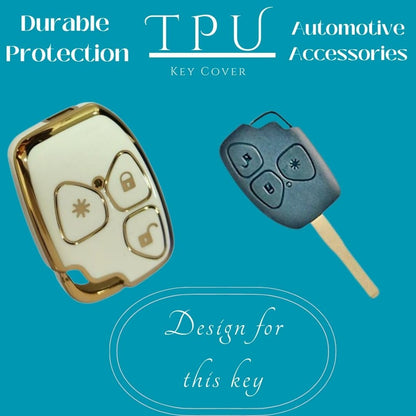 Premium TPU Key Cover for Mahindrra Xyllo & Quannto Remote Key 3 Button Soft, Flexible Comfort, Lightweight Design & Stylish Protection and Durability (White).