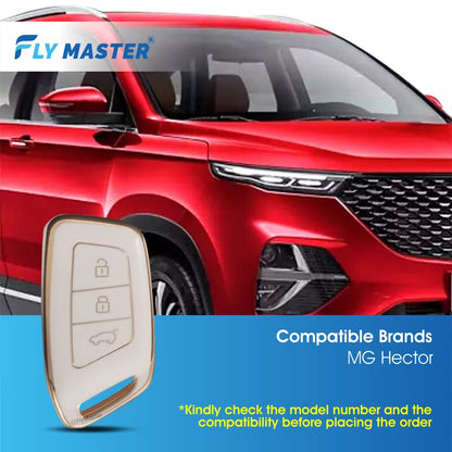 TPU Key Cover Compatible with VW & Skoda Jetta Slavia Kushaq Passat Octavia Superb Tiguan Taigun Virtus. (White)