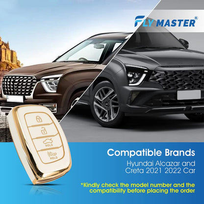 TPU Key Cover Compatible with Hyundai Creta I.20 (2021) Venue Elantra Tucson. (White)