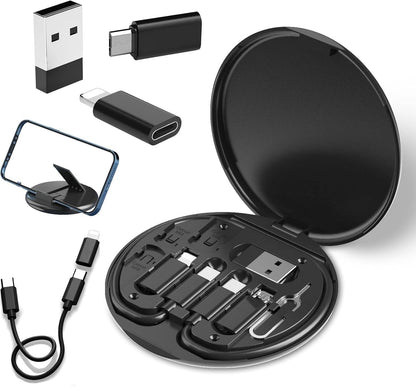 Universal 3-in-1 60W Fast Charging Data Cable Set | Type-C, Lightning & Micro USB Multi Charging Cable Kit with Inbuilt Phone Stand | Compatible with Apple, Samsung, Realme, iPad & Android Phones