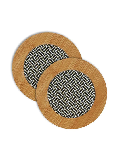 RF REDFOXX Eco-Friendly Bamboo Wooden Coasters for Home Pan Pot Holder for Dining Table Heat Pad for Kitchen - Pack of 2