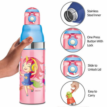 Spare Assembly Lid Compatible with Milton Kool Stunner Water Bottle (600ml) – Pink | Leak-Proof BPA-Replacement Sipper Cap | Secure Fit Bottle (Only Lid)