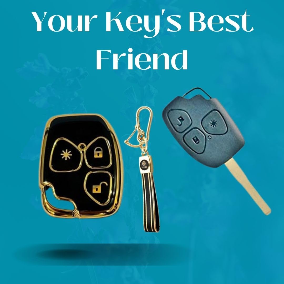 Premium TPU Key Cover for Mahindrra Xyllo & Quannto Remote Key 3 Button Soft, Flexible Comfort, Lightweight Design & Stylish Protection and Durability (Black with Keychain).