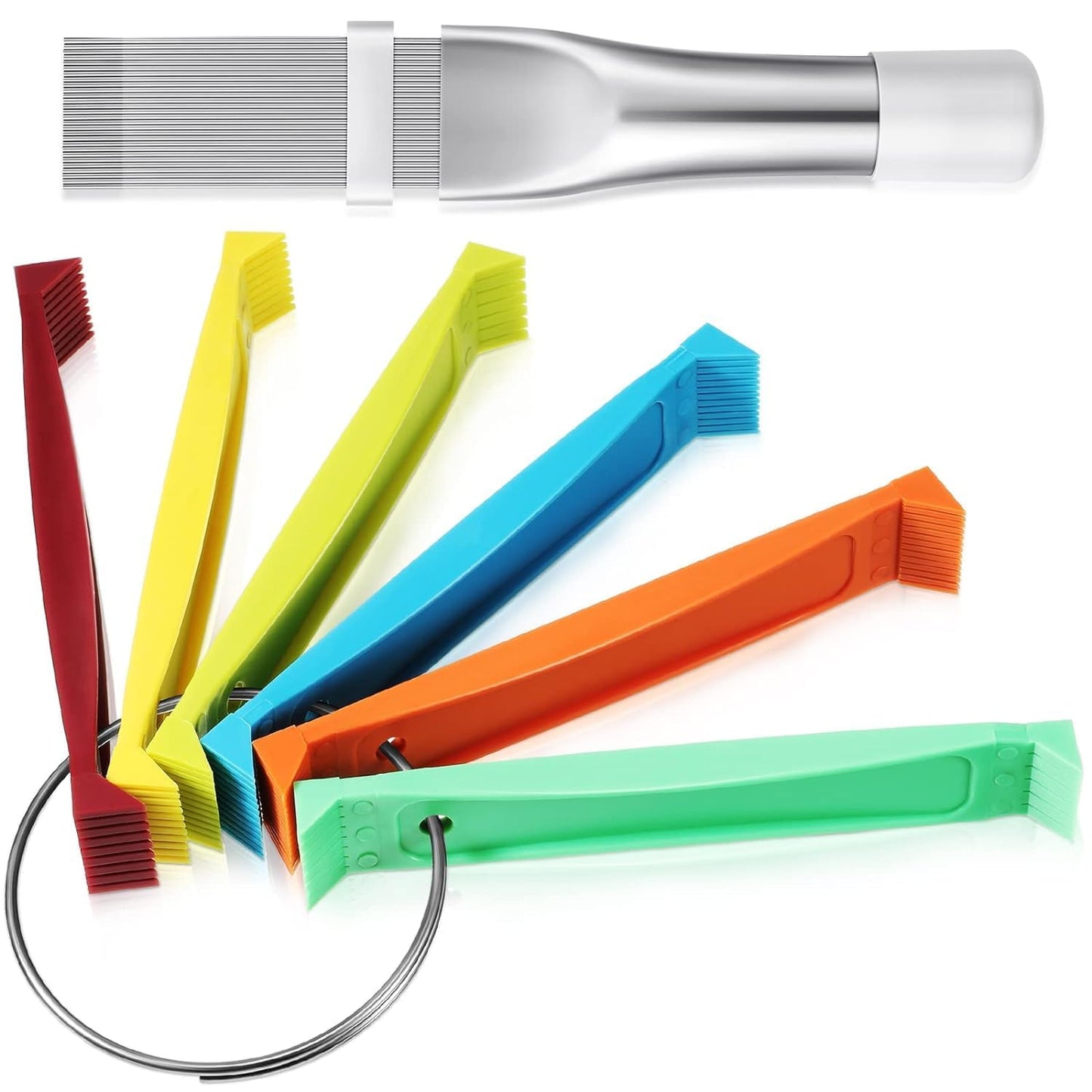 RF REDFOXX 2 Pieces Different Fin Comb Condenser Fin Straightener AC FCR6 Fin Comb and Stainless Steel Fin Comb COMPATIABLE with Radiator Repair Clean Tool Set for Straighten Evaporator Condenser Coils .