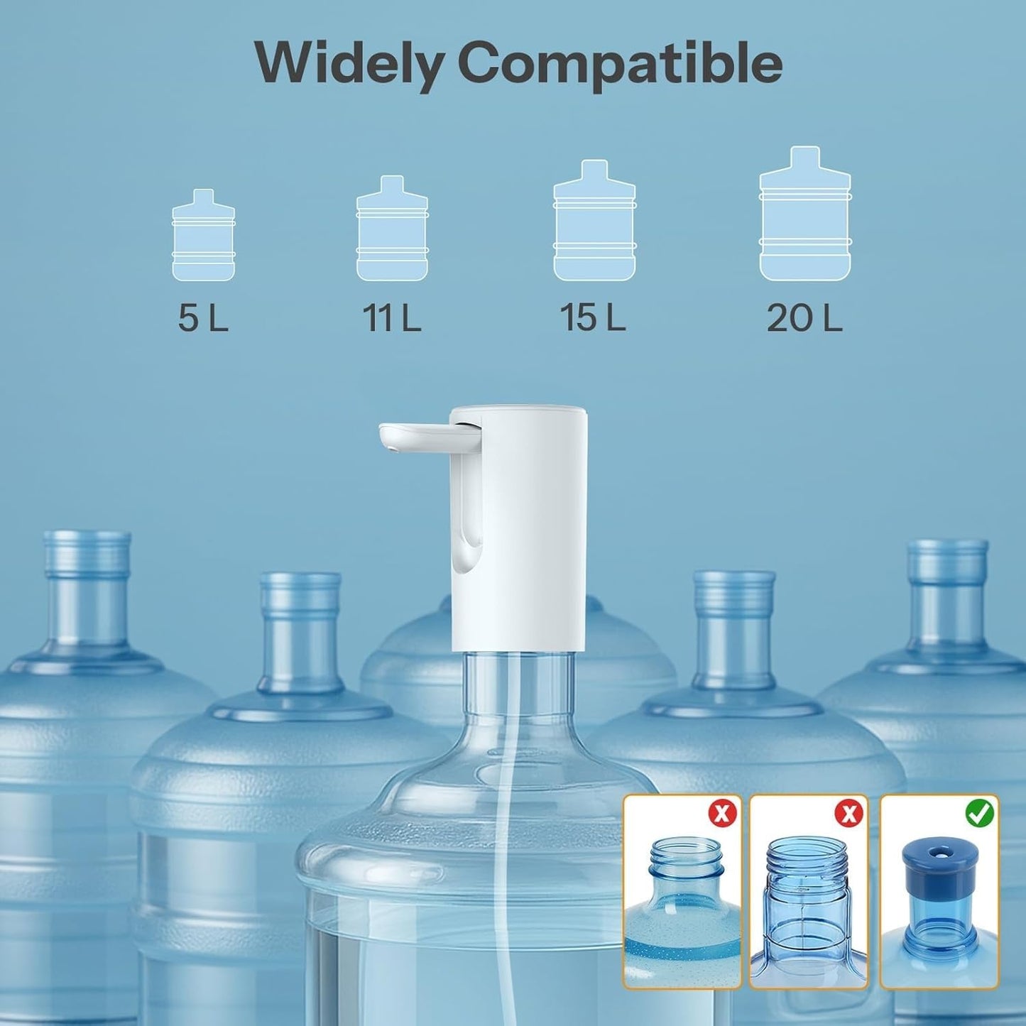 Automatic Water Dispenser Pump for 20L Bottle | USB Rechargeable Wireless Electric Water Can Pump | One-Touch Portable Dispenser with Removable Spout | Low Noise High Efficiency for Home & Office