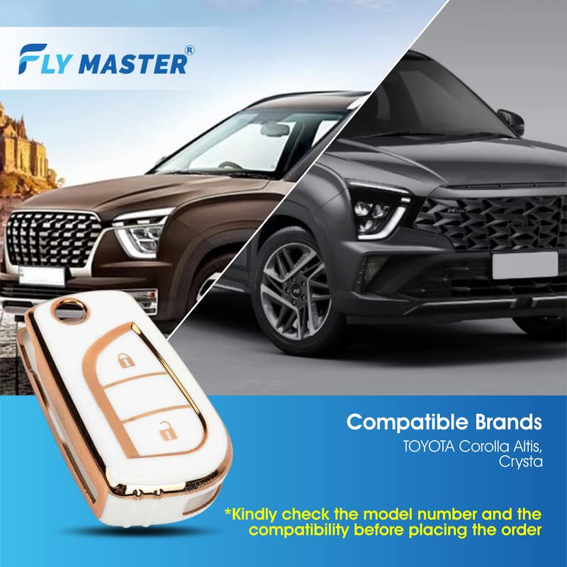 TPU Key Cover Compatible with Toyota Corolla Altis Crysta. (White)