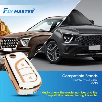 TPU Key Cover Compatible with Toyota Corolla Altis Crysta. (White)