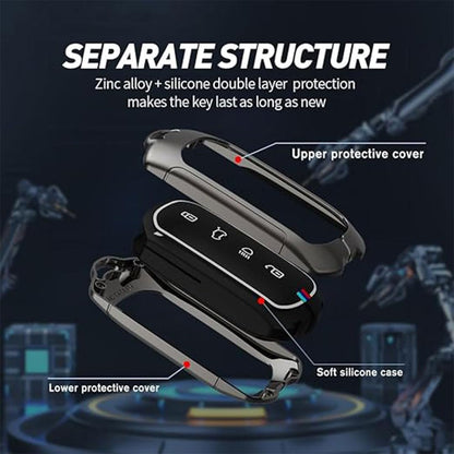 Metal Key Cover Compatible with 4-Button Smart Key – Durable, Stylish & Protective Key Case for Curvv & EV Models – Ultimate Protection for Your Key Fob.