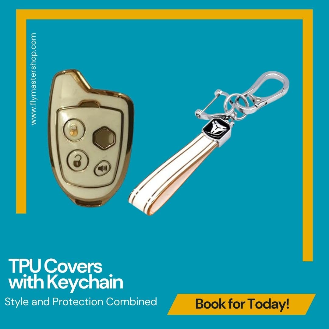 TPU Key Cover for Suzuki Models: Swiift, Dziire, Rittz, WagoonR, S-Cross, Ertigaa, Ciazz, Celeerio, Balleno, Scrross, and Vitarra Brezza with Nippon Remote Key Cover (White).