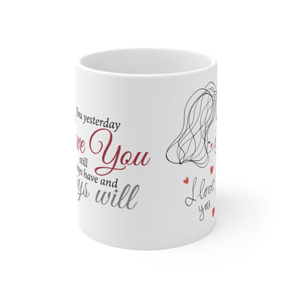RF REDFOXX Romantic Couple Design Coffee Mug, 350 ml, White Ceramic, Love Message Print