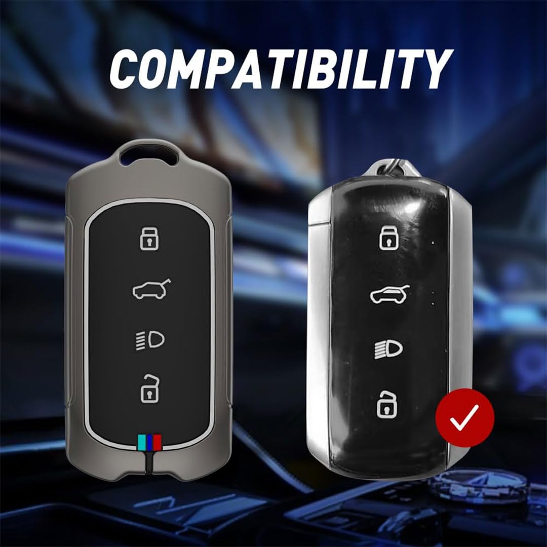 Metal Key Cover Compatible with 4-Button Smart Key – Durable, Stylish & Protective Key Case for Curvv & EV Models – Ultimate Protection for Your Key Fob.