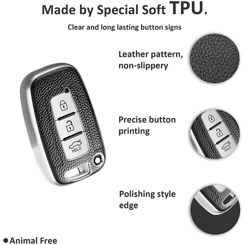 RF REDFOXX Hyundai Verna Creta, Compatible for i10 Grand, i20 Elite, i20 Car Accessories | Fluidic, Old i20, Santafe Push Button Smart Key | Car Key Cover | Protects and Personalizes Your Key .