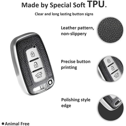 RF REDFOXX Hyundai Verna Creta, Compatible for i10 Grand, i20 Elite, i20 Car Accessories | Fluidic, Old i20, Santafe Push Button Smart Key | Car Key Cover | Protects and Personalizes Your Key .