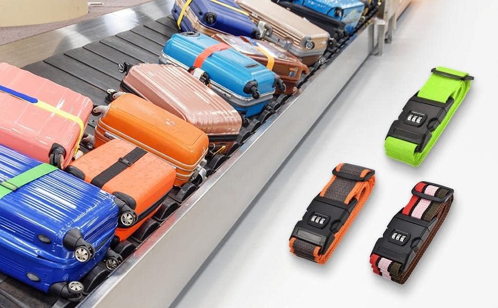 Rainbow Travel Luggage Strap with TSA Combination Lock, Heavy Duty Nylon Security Belt, Adjustable Suitcase Band for Trolley Bags, Model TGLS-001