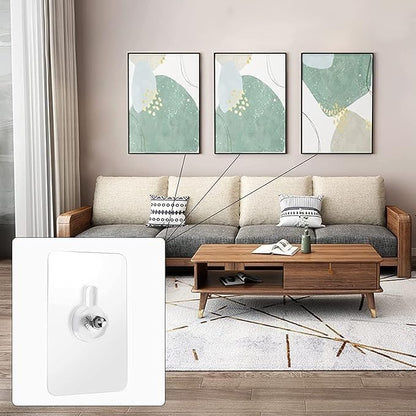 RF REDFOXX Heavy Duty Adhesive Wall Hooks | Transparent Nail-Free Hooks for Kitchen, Bathroom & Home Use | Strong, Reusable & Waterproof (Pack of 20)