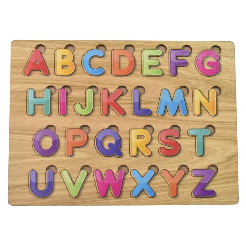 Wooden ABC Puzzle Board for Kids | Alphabets, Numbers & Shapes Learning Toy | Montessori Educational Puzzle for Toddlers | Colorful Preschool Learning Board (1 Set)
