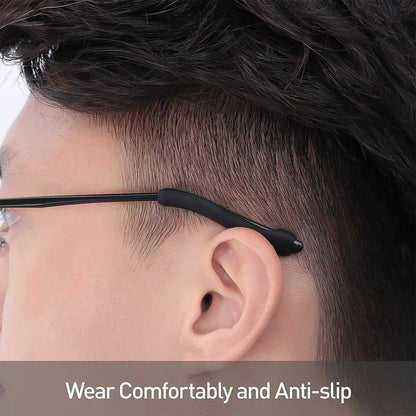 RF REDFOXX Anti-Slip Silicone Eyeglass Ear Hooks, Comfortable Glasses Temple Grip Holders, Black, 1 Pair