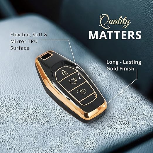 TPU Key Cover Compatible with Mahindra XUV 500 Smart Key, Push Button Start Models, Pack of 2, Black