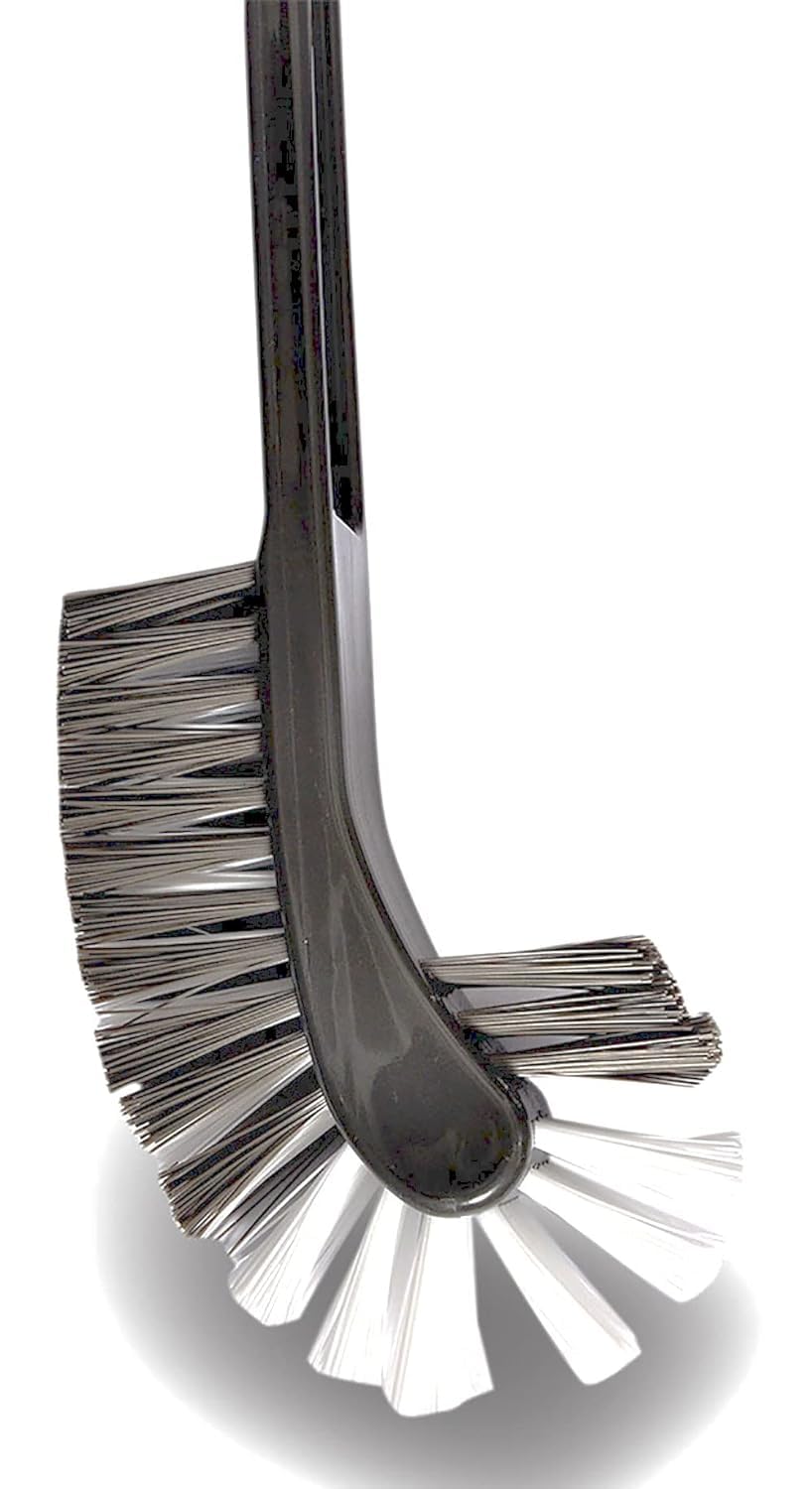 Plastic Double Sided Flexible Toilet Brush in Hockey Design for Western and Indian Toilet Cleaning, Grey Colour, Large, Pack of 2
