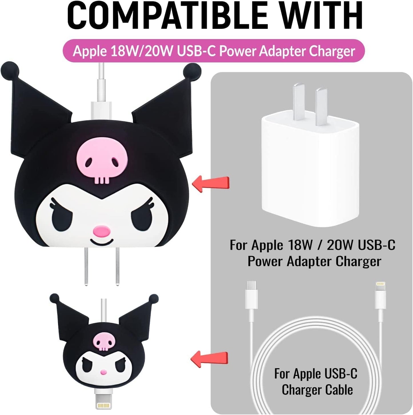 RF REDFOXX Silicone Protective Case for Apple 20W & 18W iPhone USB-C Power Adapter Charger and for USB Lightning Cable, 3D Case for iPhone Charger - 18W/20W Multicolor
