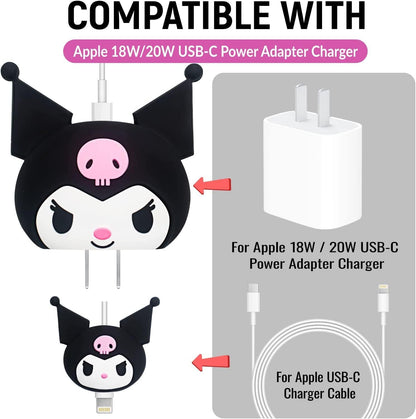 RF REDFOXX Silicone Protective Case for Apple 20W & 18W iPhone USB-C Power Adapter Charger and for USB Lightning Cable, 3D Case for iPhone Charger - 18W/20W Multicolor